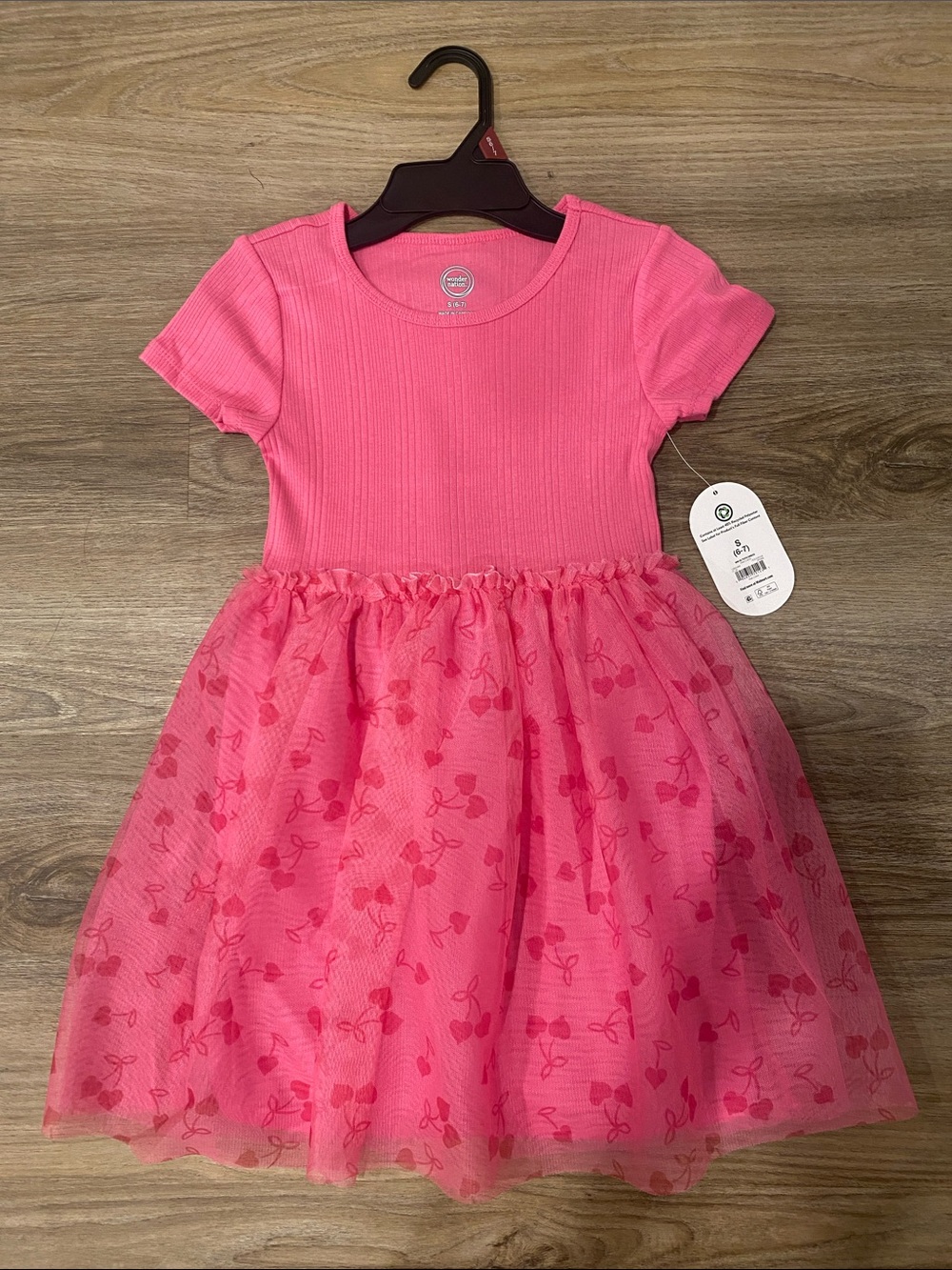 wonder nation Pink Short-Sleeve Tulle Cherry Dress